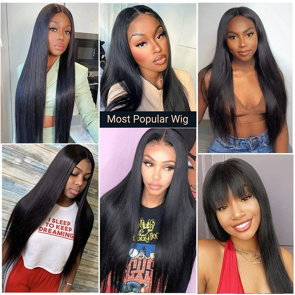 Human Hair Wigs 180% 13x4 Bone Straight Lace Front Wig Indian Remy Transparent Lace Frontal Wig Human Hair Wigs 4x4 Closure Pre-Plucked