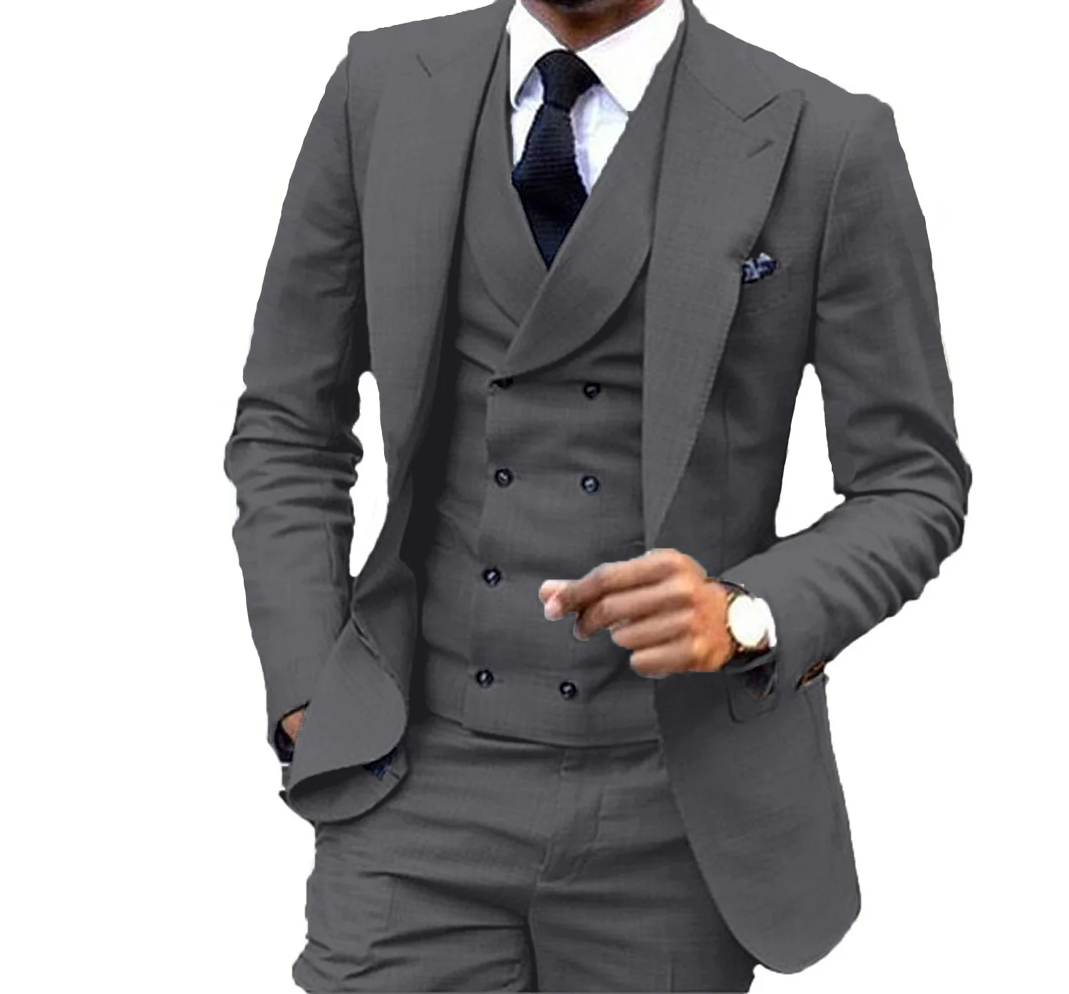 

2023 New Arrival Elegant Costume Wedding Pure Color Blazers Trousers Men Suit Set (Jacket+Vest+Pants)