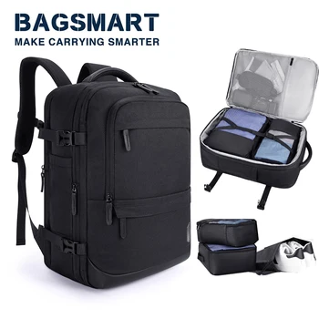 BAGSMART 여행 배낭 남자 4PCS 다기능 수하물 경량 방수 노트북 가방 신발 주머니와 캐빈 배낭
