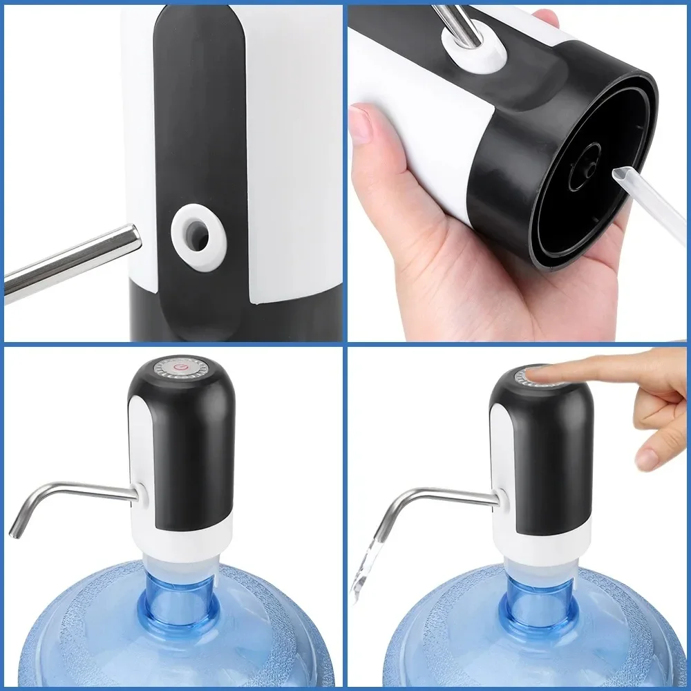 USB Charging Mini Water Dispenser With Extension Hose Water Pump Portable Bottle Electric Carboy Drinkware Pumps Kitchen Dining