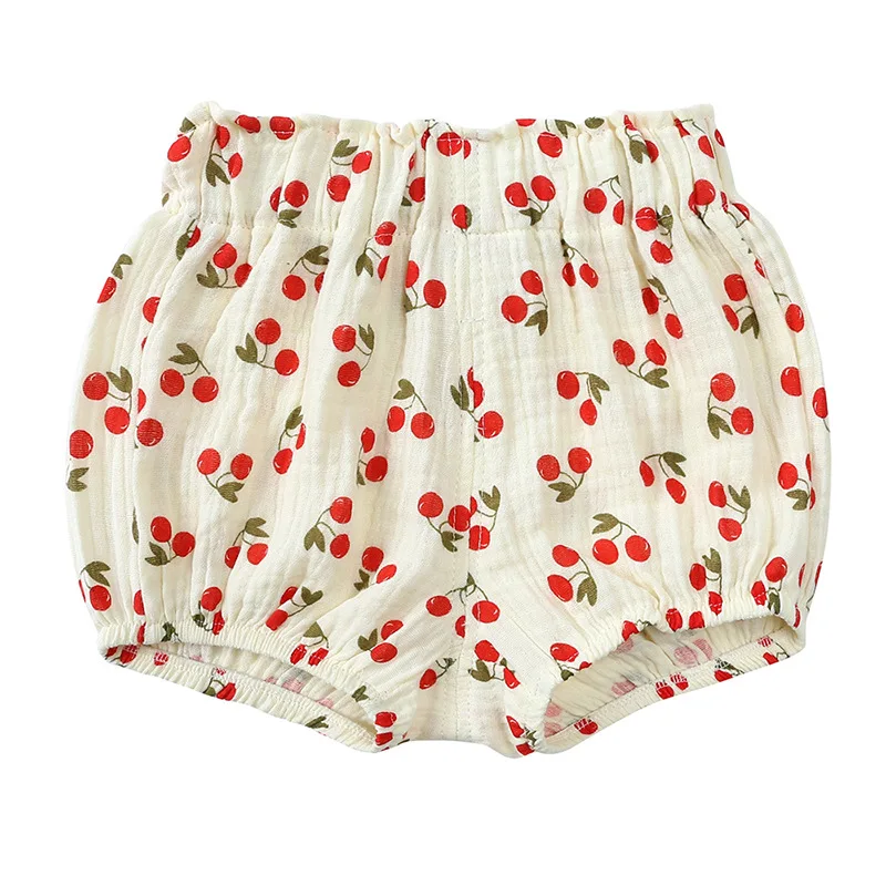 Summer Baby Shorts Love Bear Grid Print Cotton Toddler Baby Girl Boy Pants Bloomers