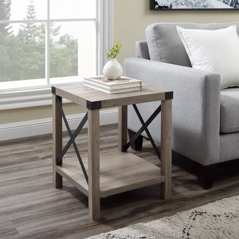 

Woven Paths Magnolia Metal X End Table, Grey Wash mesa auxiliar center table