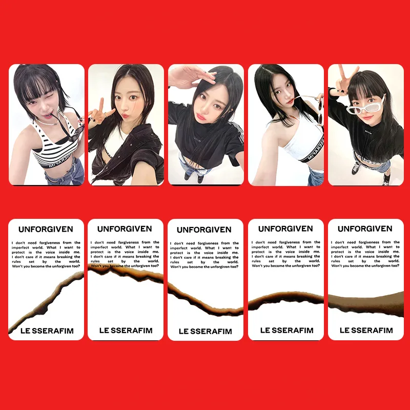 Kpop Idol 5Pcs Set Lomo Card LESSERAFIM UNFORGIVEN Postcard Album New kpop-idol-5pcs-set-lomo-card-lesserafim-unforgiven-postcard-album-new