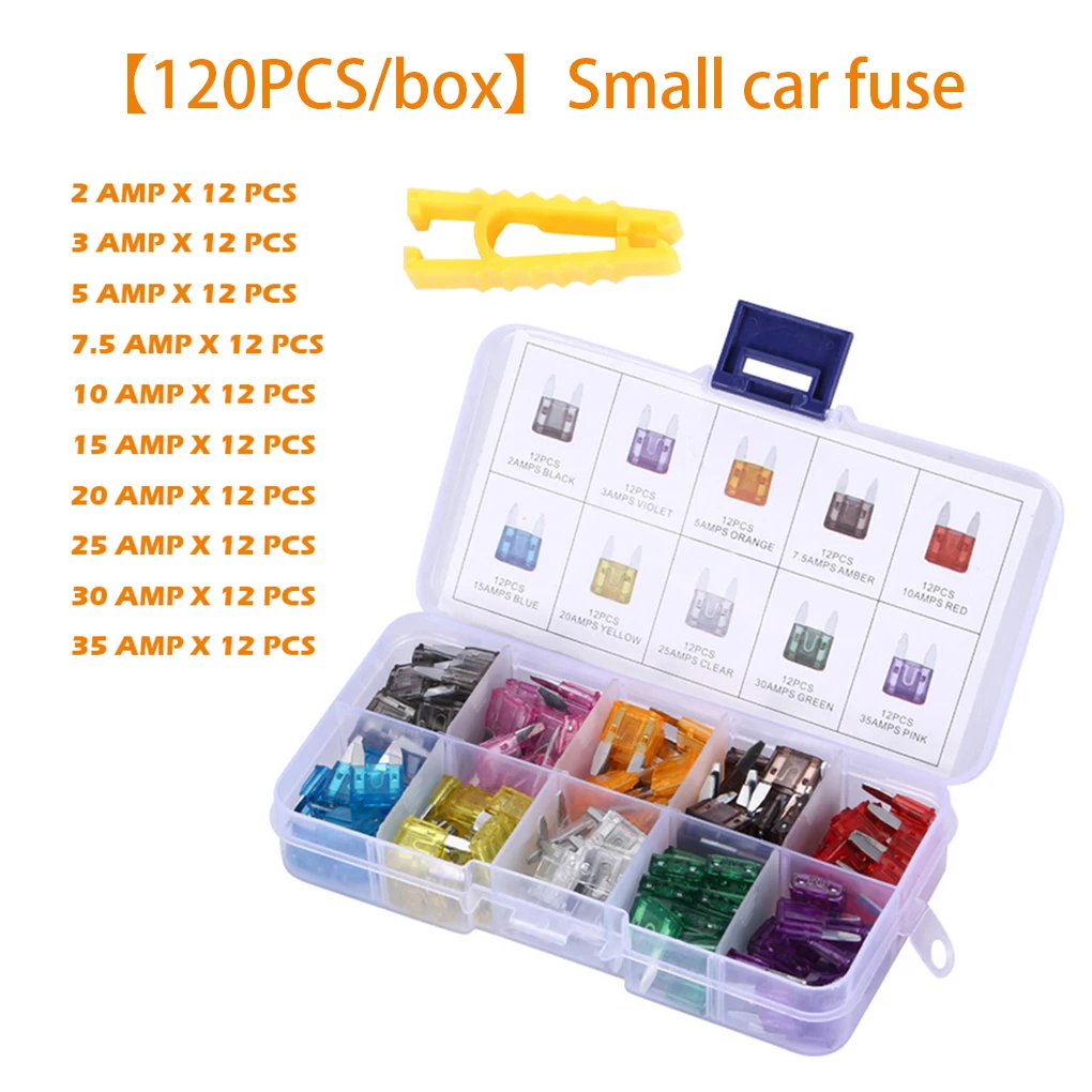 

120Pcs Kit Car Fuse Assortment Replaceable Fuses Modification Part