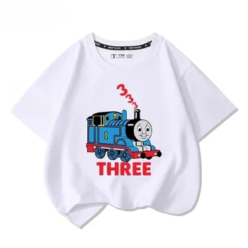Thomas the train short-sleeved t-shirt cartoon new children's tops boys girls summer 100% cotton fashion comfortable t-shirt 1