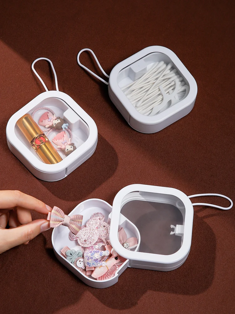 1pc Mini Storage Box Hair Clip Holder Portable Storage Container Cotton Swab Dispenser Organizer
