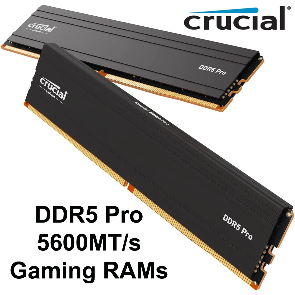 Crucial Pro RAM 32GB Kit (2x16G) 48GB (2X24G) 64GB(2x32G) DDR5 5600MT/s (or 5200MT/s or 4800MT/s) Desktop Memory Gaming 16G 24G desktop ram memory desktop memory