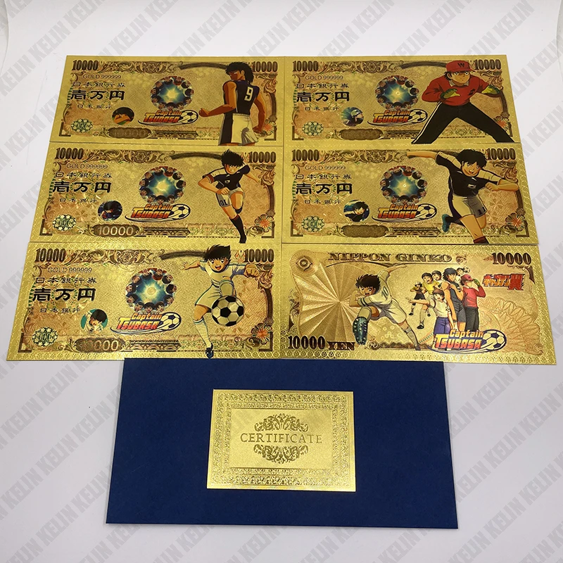 Kelin 5 Disegni Anime Captain Tsubasa Lamina D'Oro Banconota Collezione Calcio Carta Da Gioco Regalo Di Compleanno Tifoso Calciatore Da Collezione