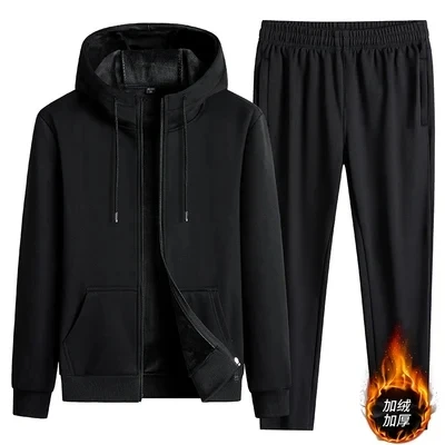 

Two Pieces Set Tracksuit Male Hoodies Sweatpants Sportswear Fitness Velvet Thick Hoodies Sweatshirt Pants Gym Suit Men Set