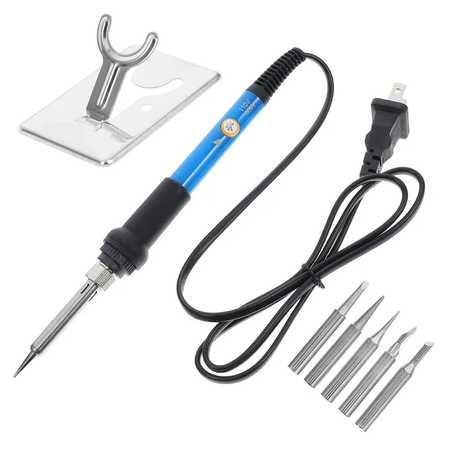 1Set Temperature Controlled Soldering Iron Set 60W Stable Heat Multiple Tips Soldering Apparatus for Electronics Hobbyists