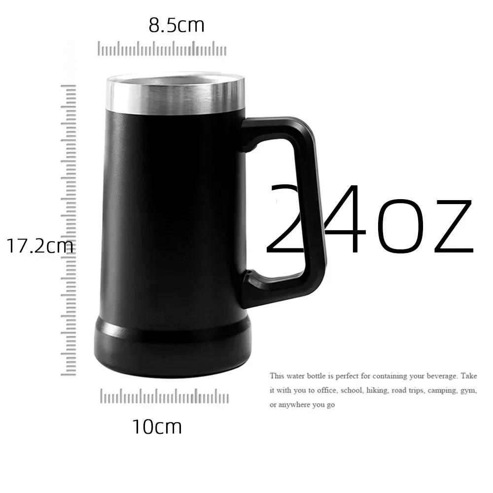 KooK 24 Oz Stainless Steel Beer Stein - Double-Walled Vacuum Insulated, Shatterproof, Big Handle, White - View #9