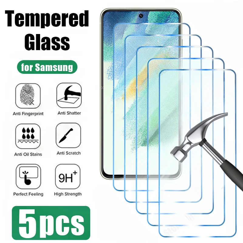 

5 шт. закаленное стекло для Samsung S24 S23 S22 Plus, Защита экрана для Samsung A14 A54 A34 A24 A12 A52 A51 A13 A22 A32 A53 A73, коридор