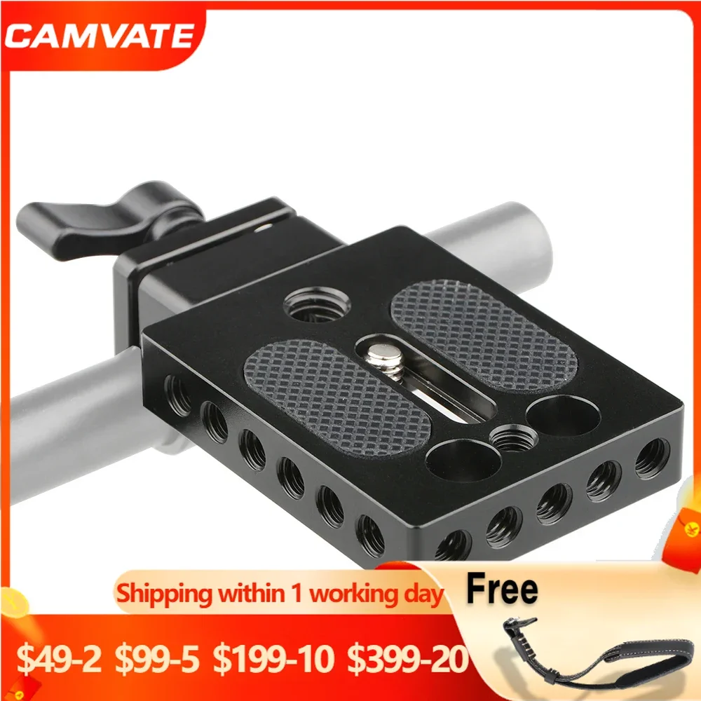 

Монтажная мини-пластина CAMVATE со стандартным 15-миллиметровым одиночным зажимом и 1/4 "-20 монтажных отверстий для монтажа мониторов/Flash/EVF систем