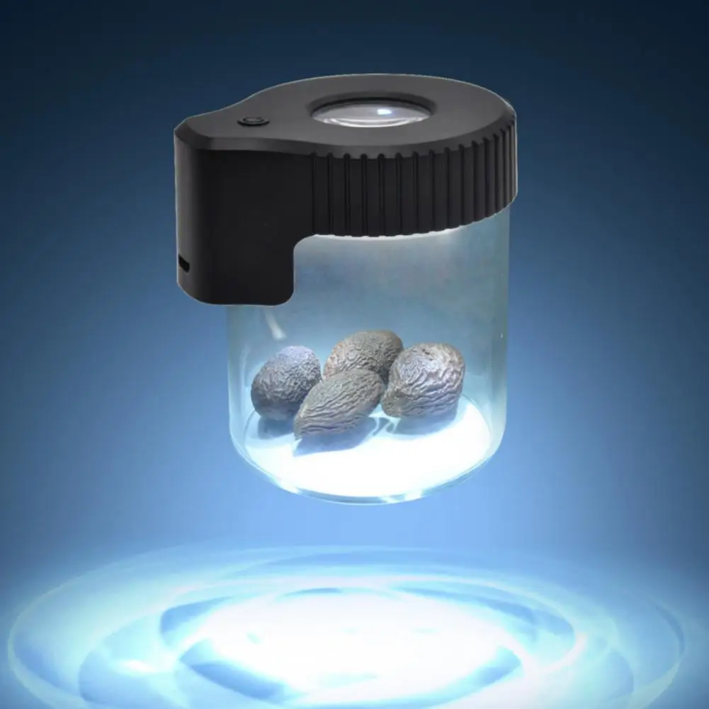 Magnifying Glass Cover Container Rechargeable Light Storage Container Rechargeable Led Glass Jar Airtight Storage for Optimal 6