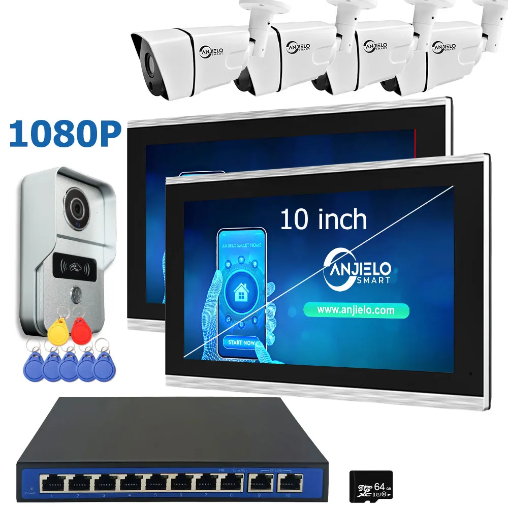 

10-Inch Tuya Smart IP Video Intercom Touch Monitor Wireless Wifi POE 2MP 1080P Doorbell for Villa Flat RFID Access Control