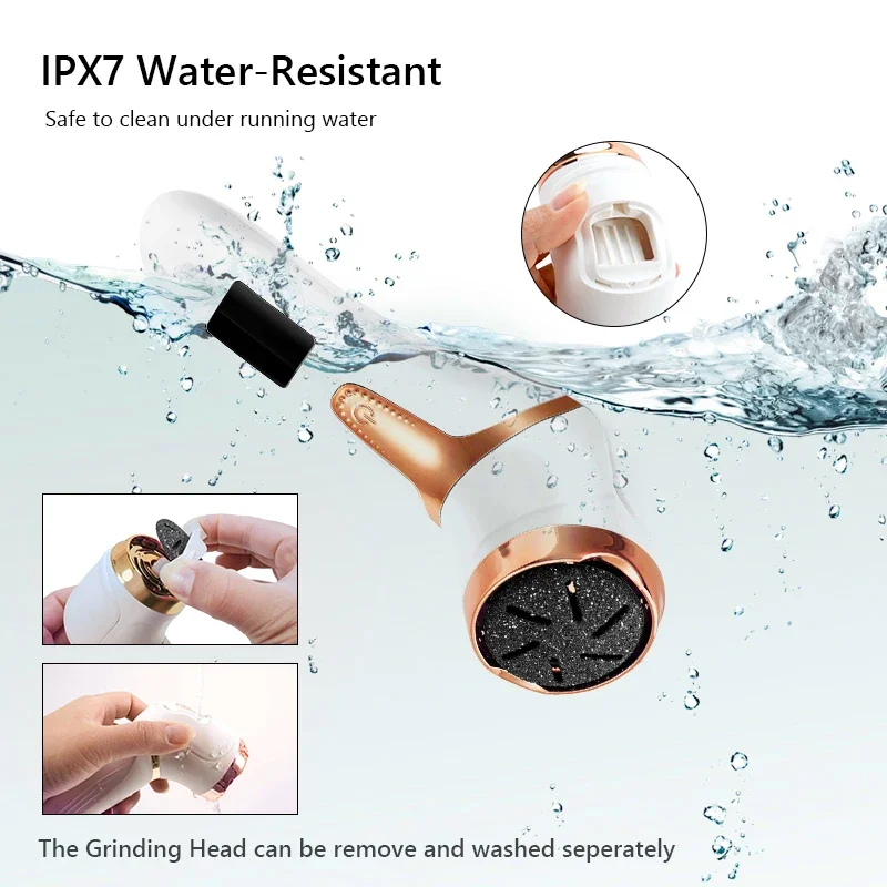 Rechargeable Electric Foot File Electric Pedicure Sander IPX7 Waterproof 2 Speeds Foot Callus Remover Feet Dead Skin Calluses 4