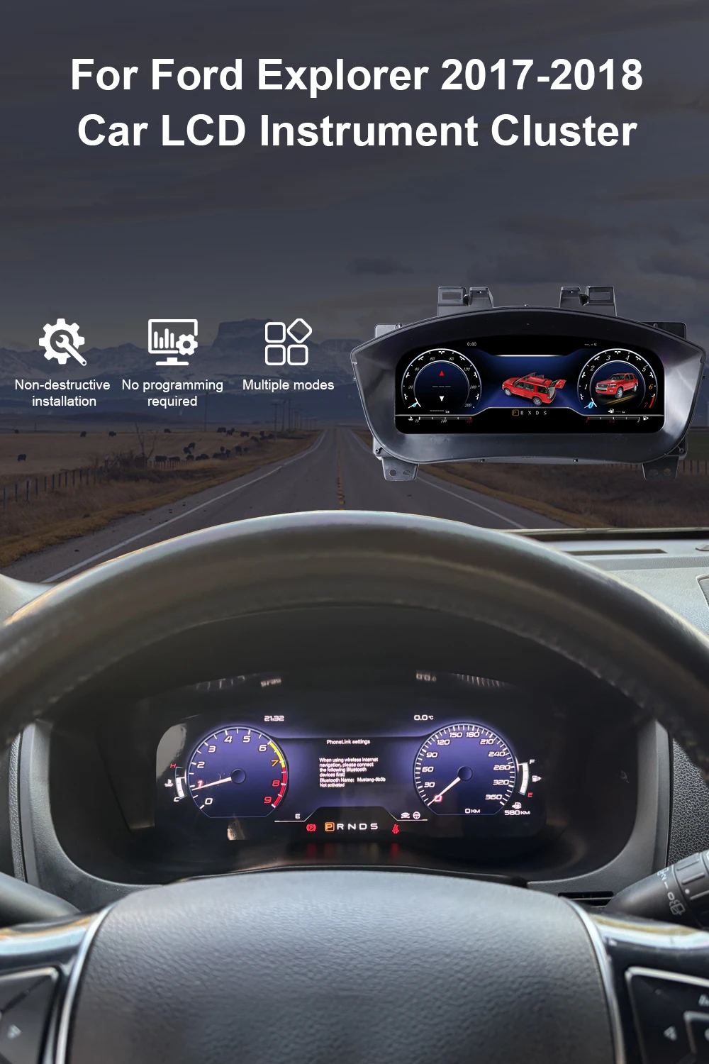 Digital Instrument Cluster For Ford Explorer 2017-2018 Wireless CarPlay Speedome