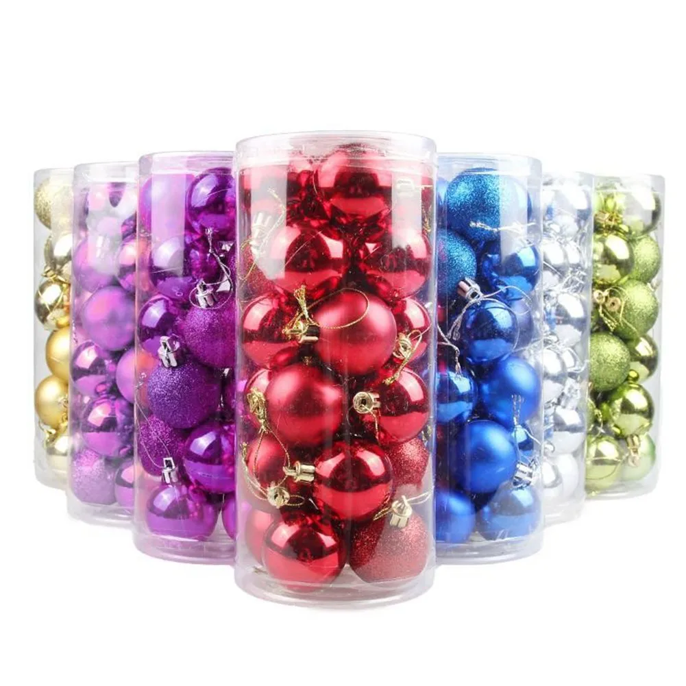 

34 PCs Christmas Ball Decorations 2023 Xmas Tree Hanging Pendant Baubles For Home Party Ornaments Shatterproof 4cm 8 Colors