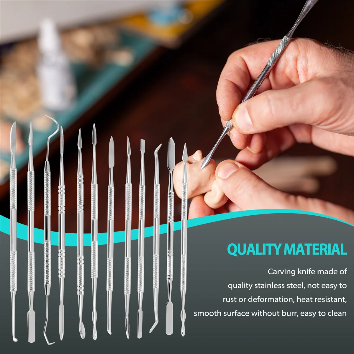 Wax Carvers Set Double Ended Dental Wax Modeling Sculpting Tools Dental Picks Polymer Pottery Clay Carving Tool 12 Pcs