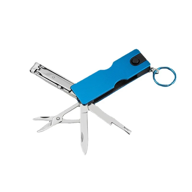 Pocket Tools Multi Hiking Gears Outdoor Multifunction Mini Keychain Knife LED Light Nail Clipper Scissors Camping Equipment multi tools edc mini screwdriver key shape bottle opener slotted keychain pocket repair outdoor survival tool camping equipment