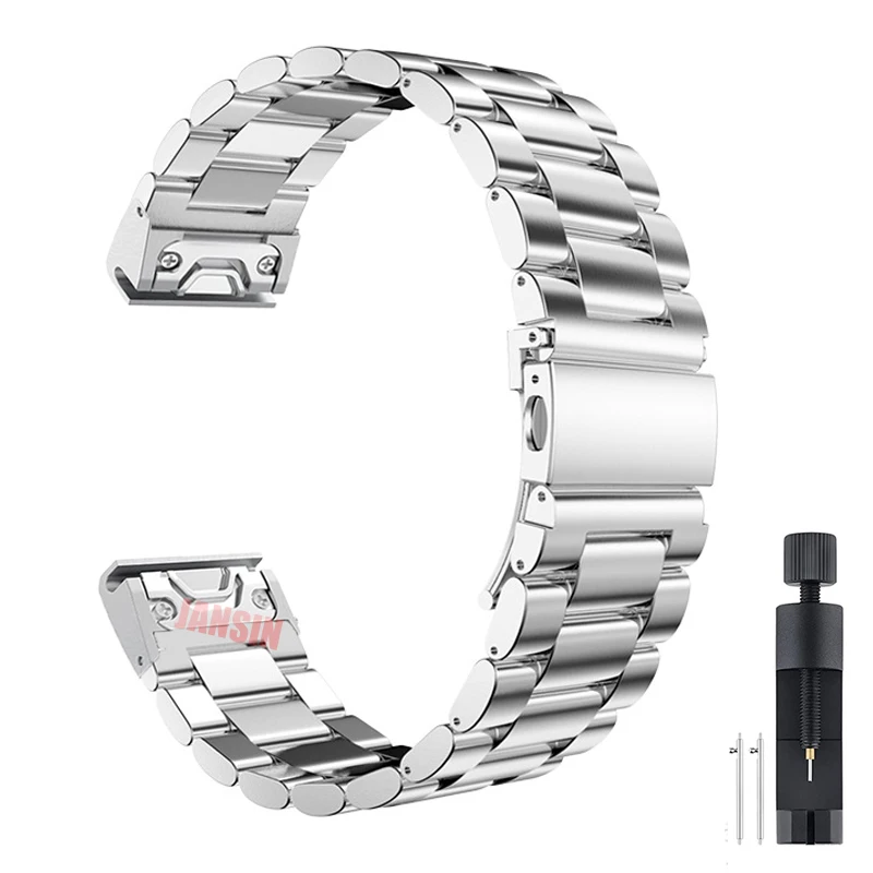 Stainless Steel Quick Release Easyfit Wrist Strap - 26mm/22mm Metal Watch Band