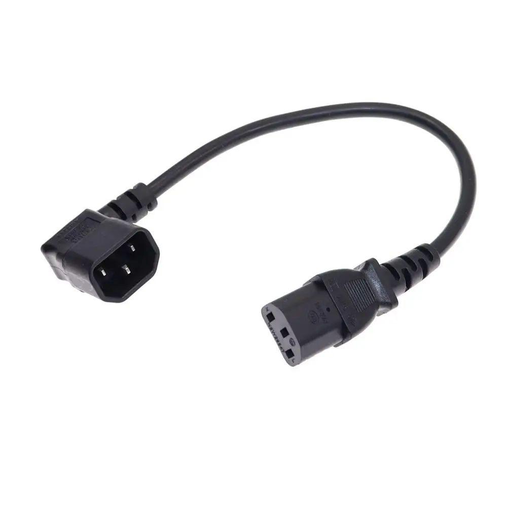 IEC 320 C14 앵글형 남성-여성 케이블, 90도 C14-C13 전원 연장 케이블 (PDU UPS용), H05VV-F VDE AC 코드