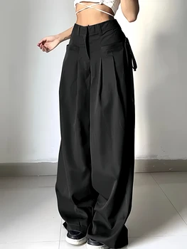 [Office Chic] High Waist Wide Leg Suit Pants, Loose Fit Casual Trousers for Commute 1