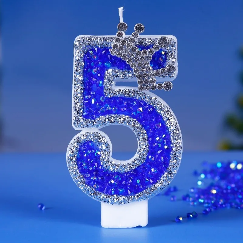 Crown Candles Colorful Sequin Cake Topper with Handmade Crown Design