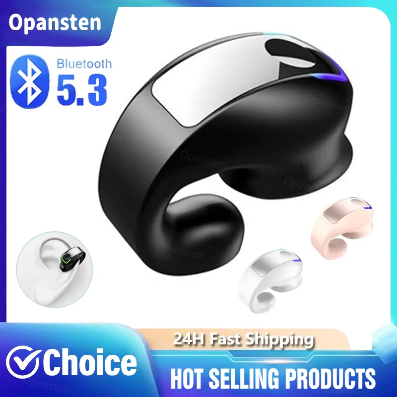 Ear Clip Headphones Bluetooth 5.3 Earbuds TWS Wireless Earphones with Microphone Sports HiFi Stereo Headset for Huawei Mate 60