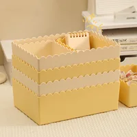 2PCS Solid Color Sundries Storage Box Cosmetic Box Bathroom Storage Basket Desktop Storage Box Home Office Storage Accessories 4