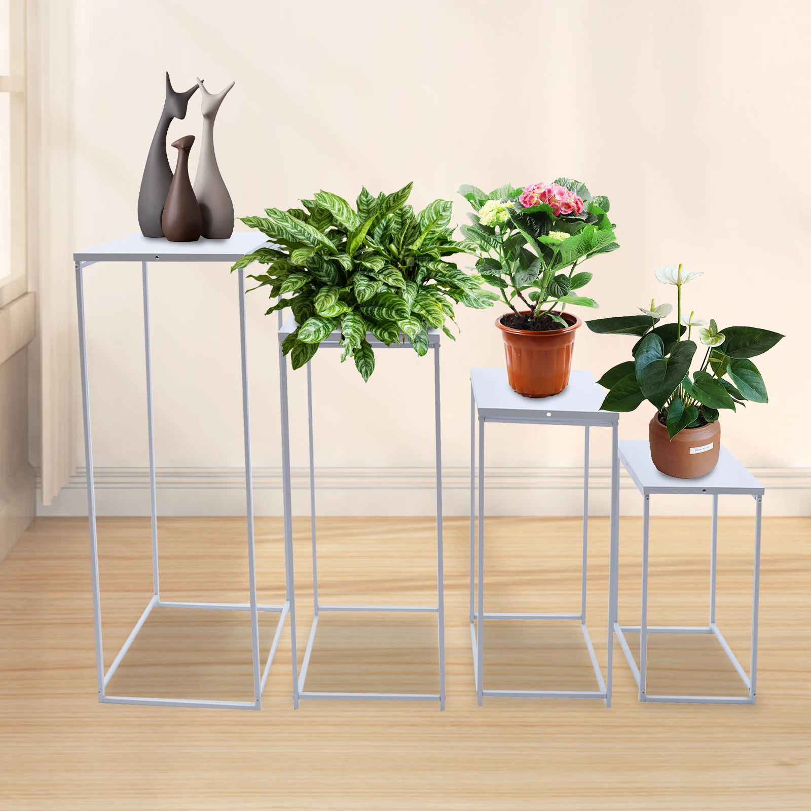 Wedding Flower Stand Metal Flower Stand Set Elegantly Column Cube Shape Backgrand Metal Floor Stand Garden Wedding Ceremony Home Party Decorations