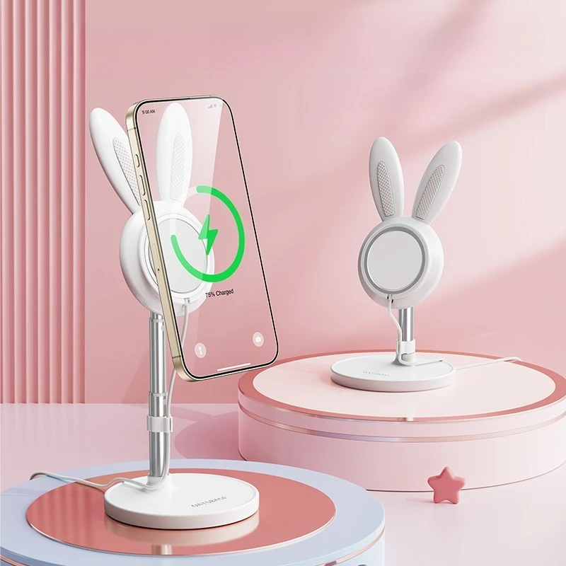 Eary Portable Wireless Charger Stand Desktop Phone Holder for Magsafe Charger for iPhone 16/15/14 Pro Max (Not Included Charger)