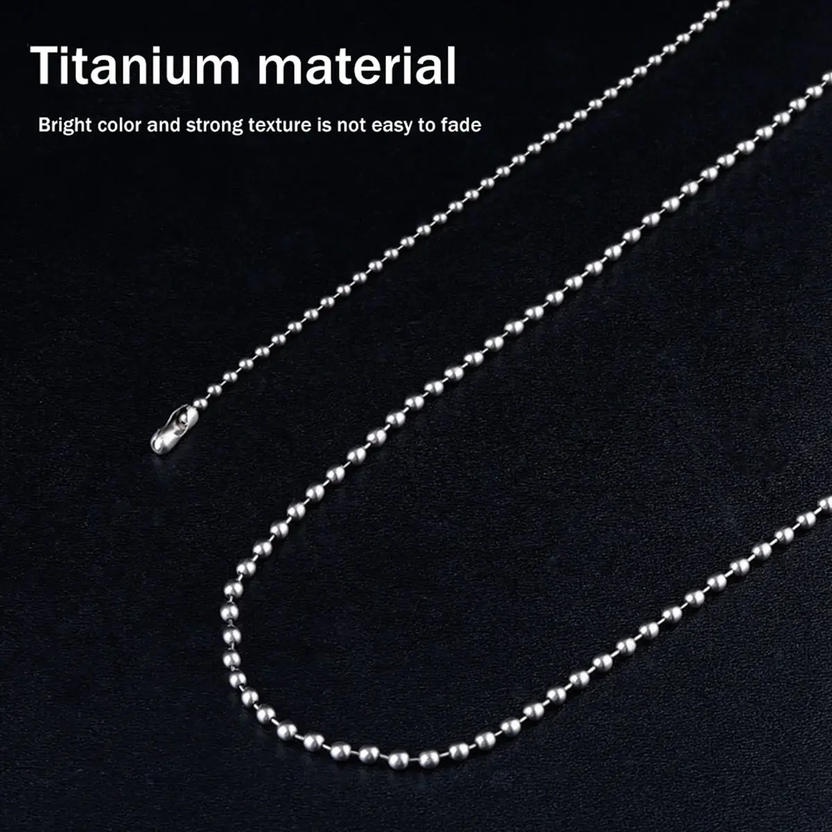 *N21R 5X Pure Titanium Chain Necklace Glass Bead Chain Pendant is Not Easy to Rust Simple Titanium Alloy Bracelet-B - Image 6