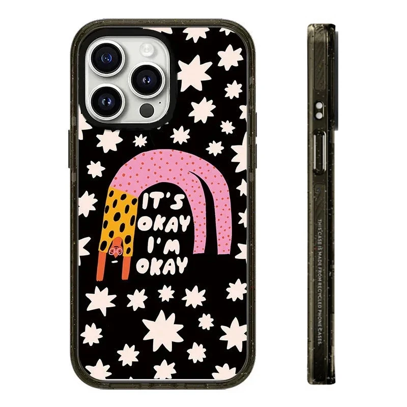 

2.0 Acrylic IT'S OKAY I'M OKAY Pattern iPhone 11 12 13 14 15 Pro Max Protective Case with MagSafe