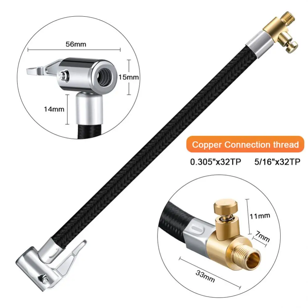 Air Pump Accessories 20/60cm Air Pump Screw Adapter Zinc Alloy Extension Quick Inflation Chuck Car Tire Inflator Hose Tube Conversion For Bike Moto