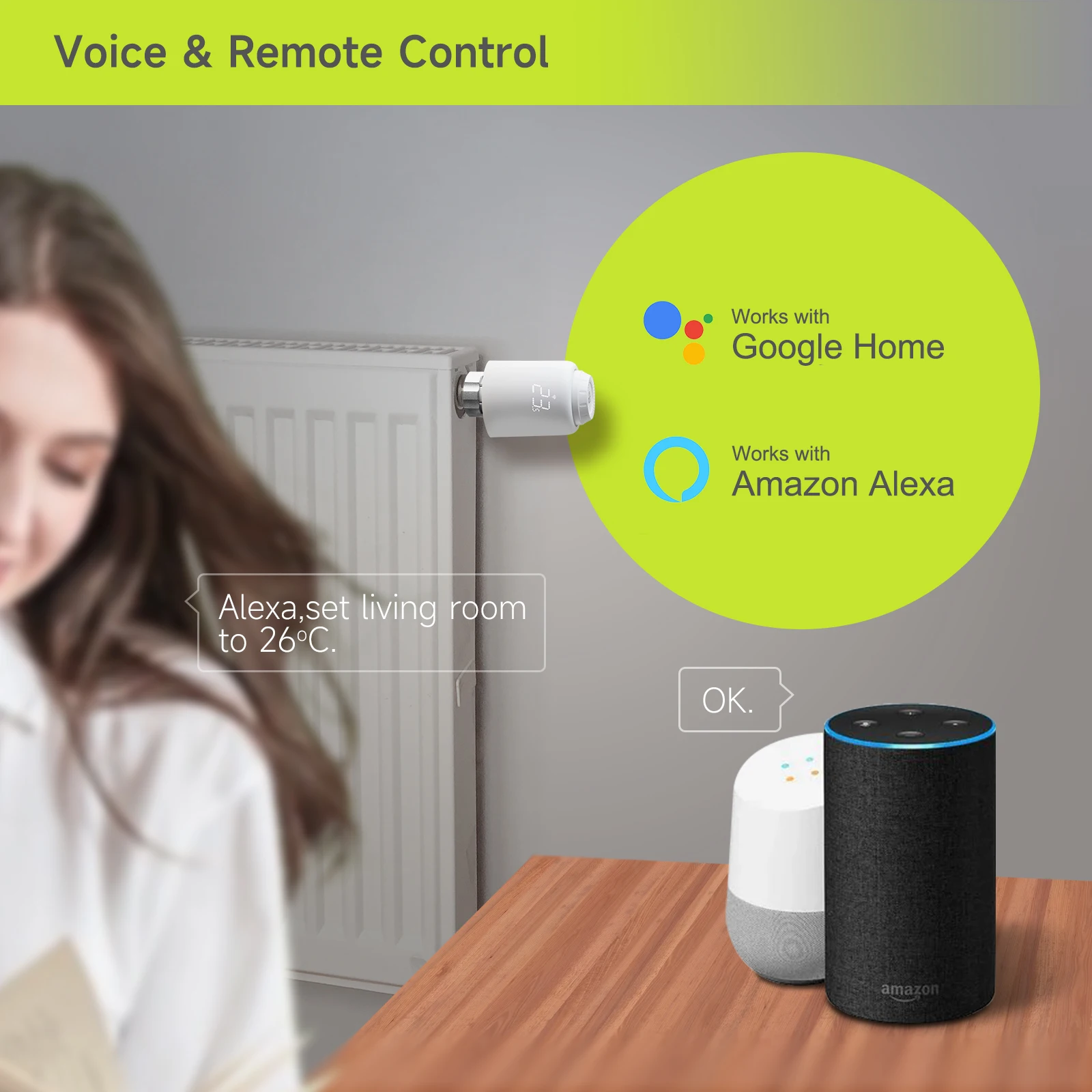 Home Aquecimento Válvula Atuadores, controlador de temperatura sem fio,  Alexa, Google Home, controle de voz, radiador termostático WiFi, remoto -  AliExpress