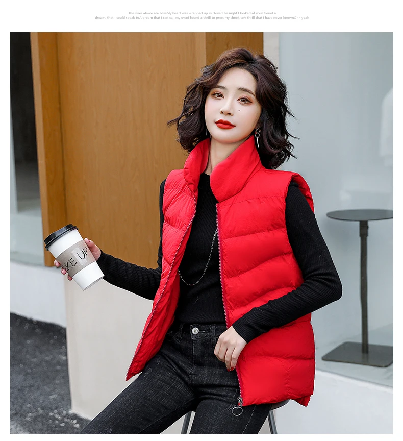 Collar down cotton vest women 2021 autumn winter new South Korea loose warm thickened fashion coat vest women maxi puffer coat womens