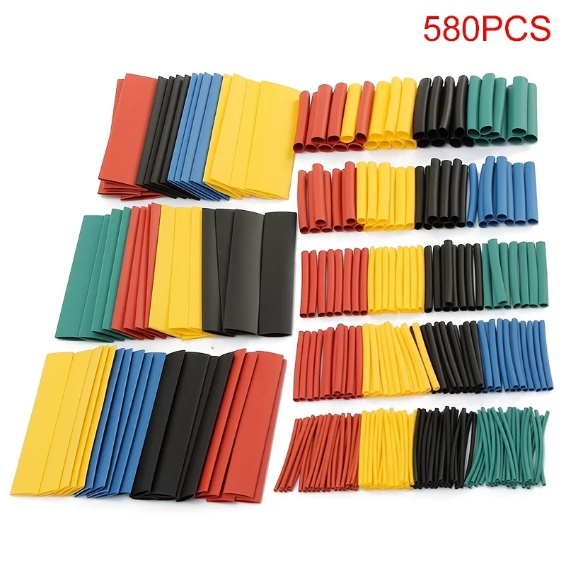 Easy-Apply 580pc Cable Sleeve Kit - Multi-Size Durable Heat Shrink Tubing