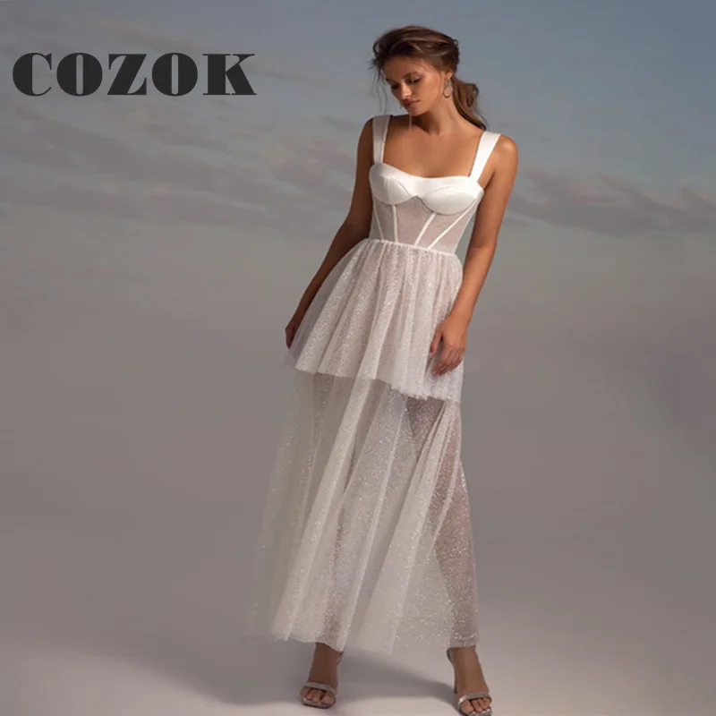 

A Line Sexy Tulle Simple Wedding Dresses 2023 New Floor-Length Sleeveless Bridal Gowns Vestidos De Novia Custom ZX11