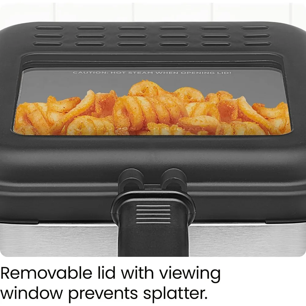 Electric Deep Fryers, Basket with A 1.6-Quart Capacity, Easy-View Window Adjustable Temp Control,1.5 Liter, Electric Deep Fryers
