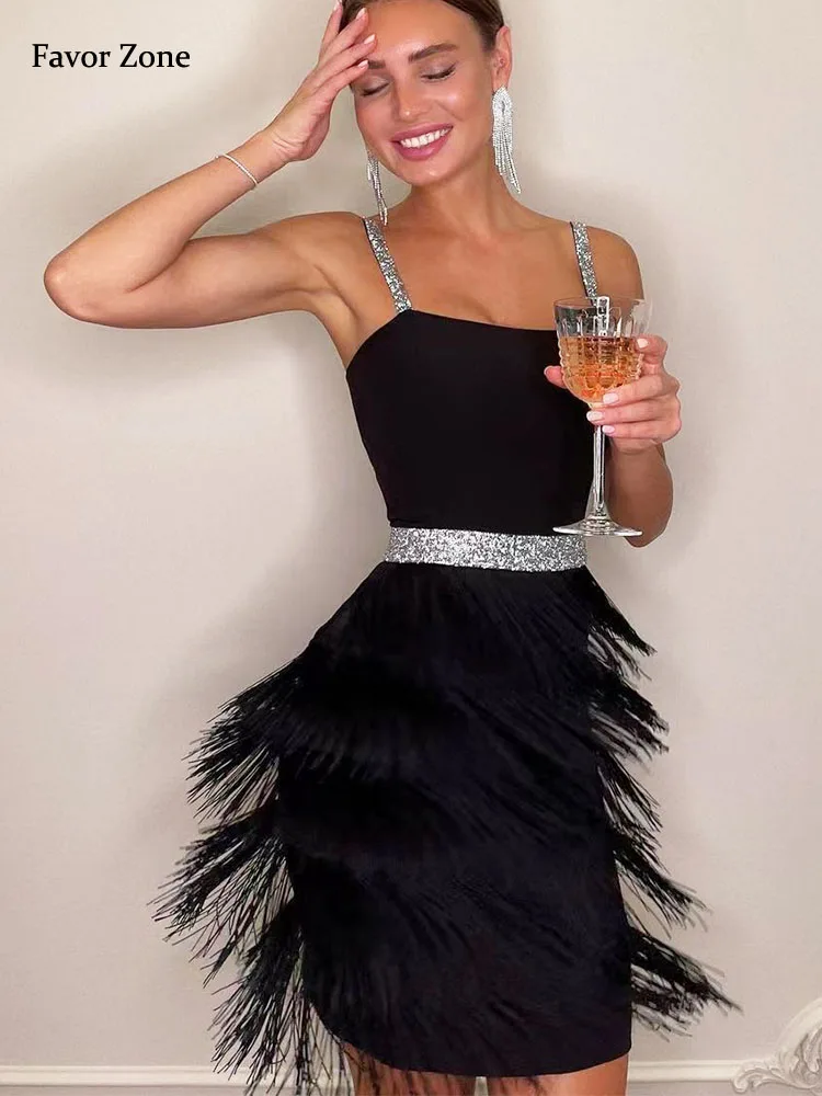 ElegantLuxuryTasselPromDressesForWomen2023SexySleevelessBacklessBodyconMiniEvening