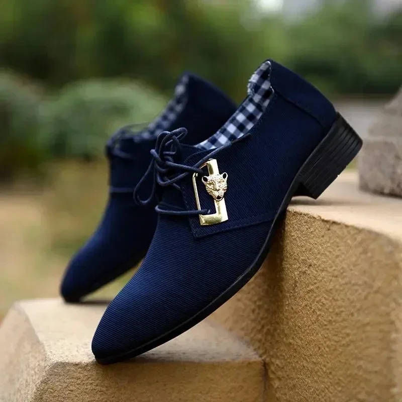 Mens Canvas Derby Shoes Dress Shoes Wedding Casual Flats Formal Footwear Mixcolor Loafers