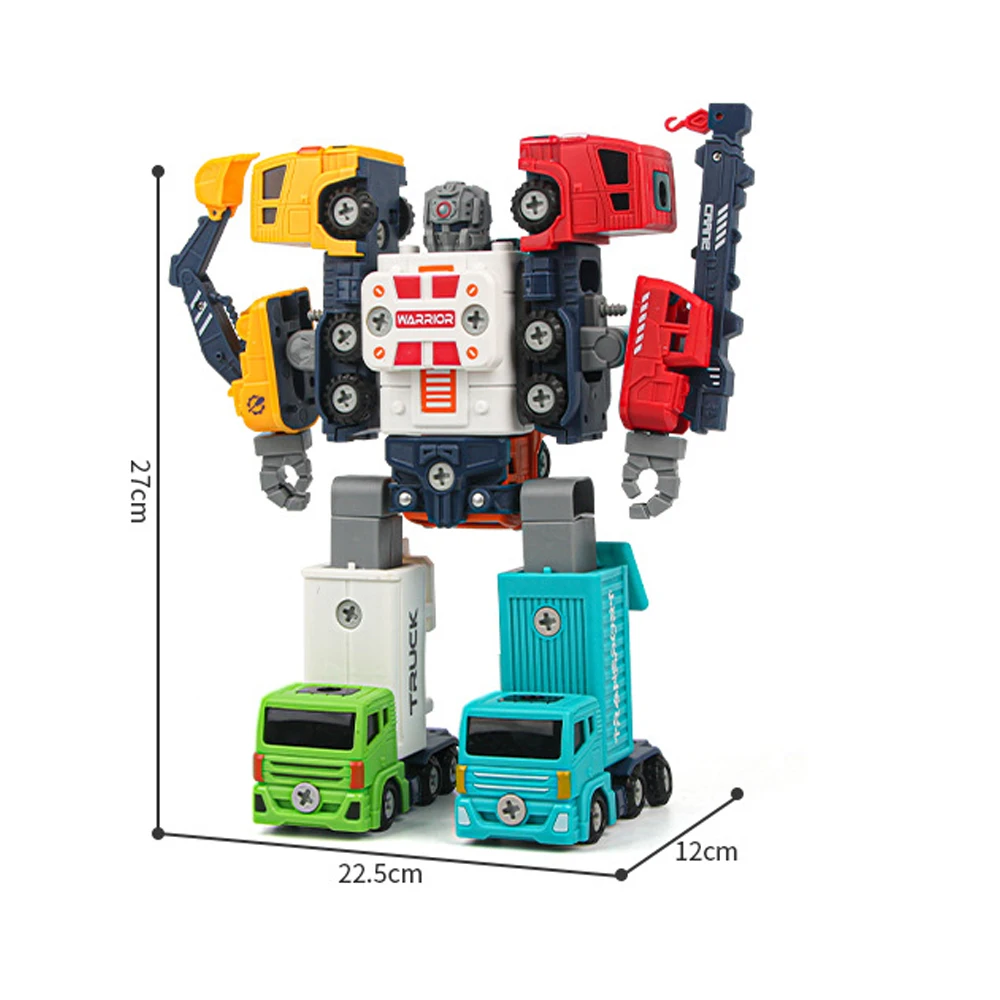 DIY Construction Truck Toys Take Apart Trucks Robot Vehicle Fire Engine Toy Screw Build Car Robot Toy for Boy Kids Building Gift 2