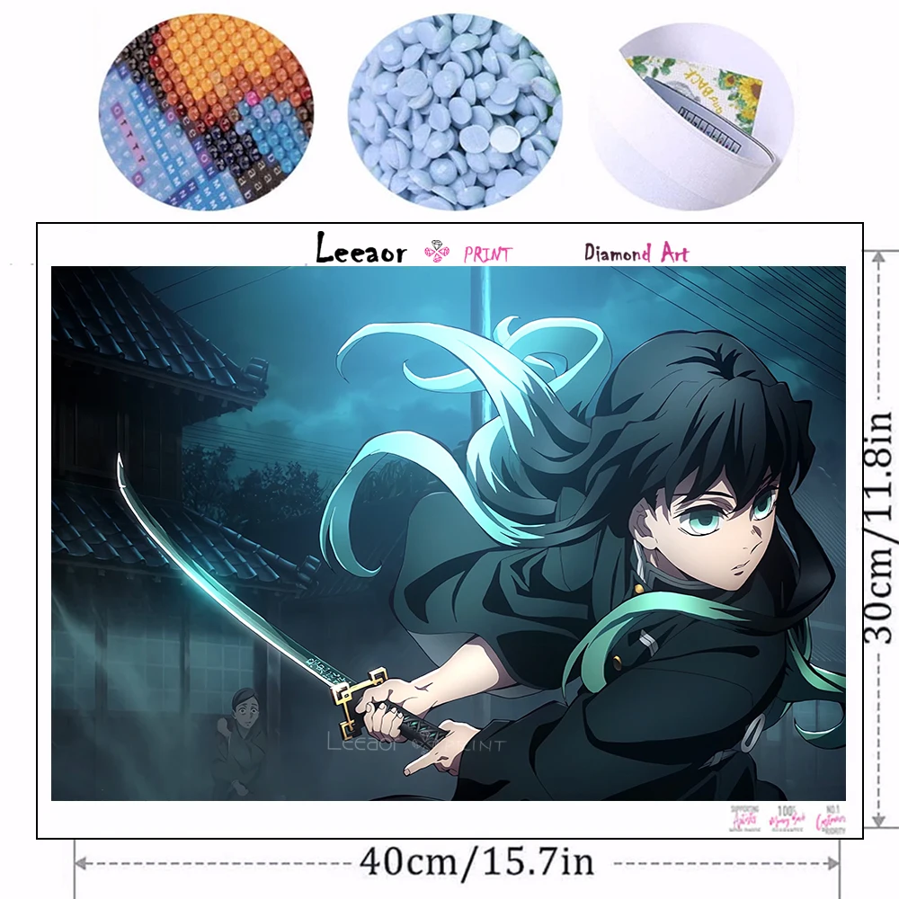 Anime demônio slayer kits de pintura diamante kimetsu não yaiba tanjiro  desenhos animados japoneses mosaico ponto cruz handwork presente decoração  da parede