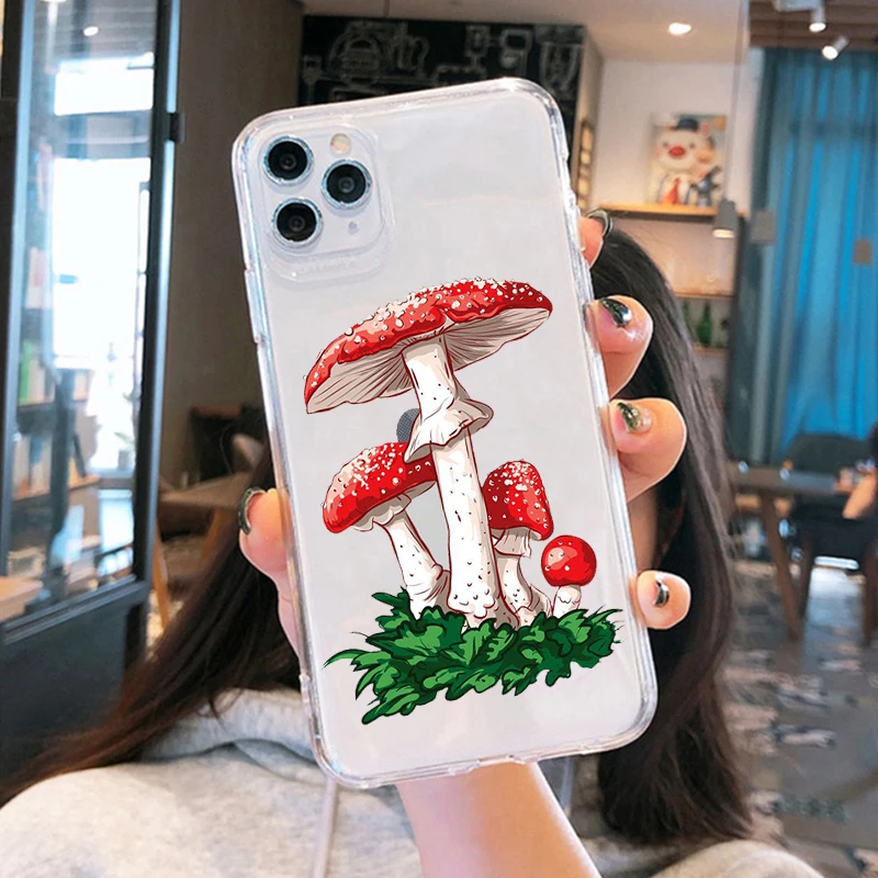 Kawaii Mushroom Transparent Phone Case - Cute Design Back Cover