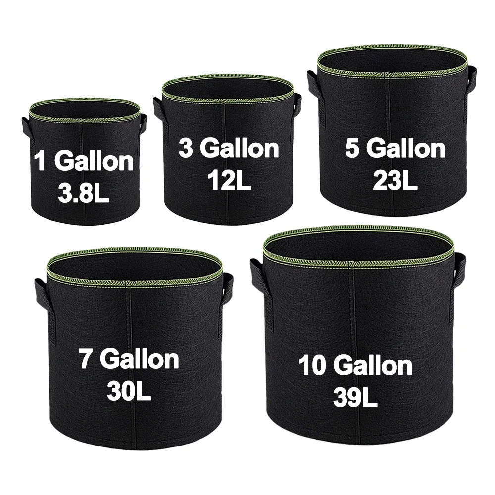 plant grow bags 1/3Pcs Vegetable/Flower/Plant Grow Bags 3/4/5/7/10 Gallon Thickened Non-Woven Grow Bags Aeration Fabric Pots with Handles