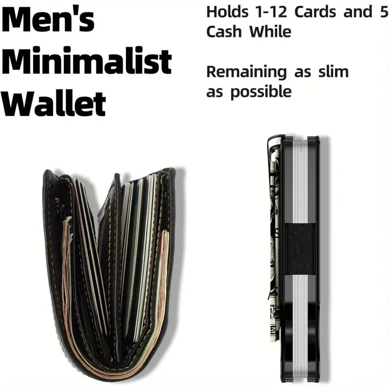 Portafoglio Minimalista In Alluminio Nero – Stile Ridge, Con Clip Per Soldi E Blocco RFID – Fatto In USA