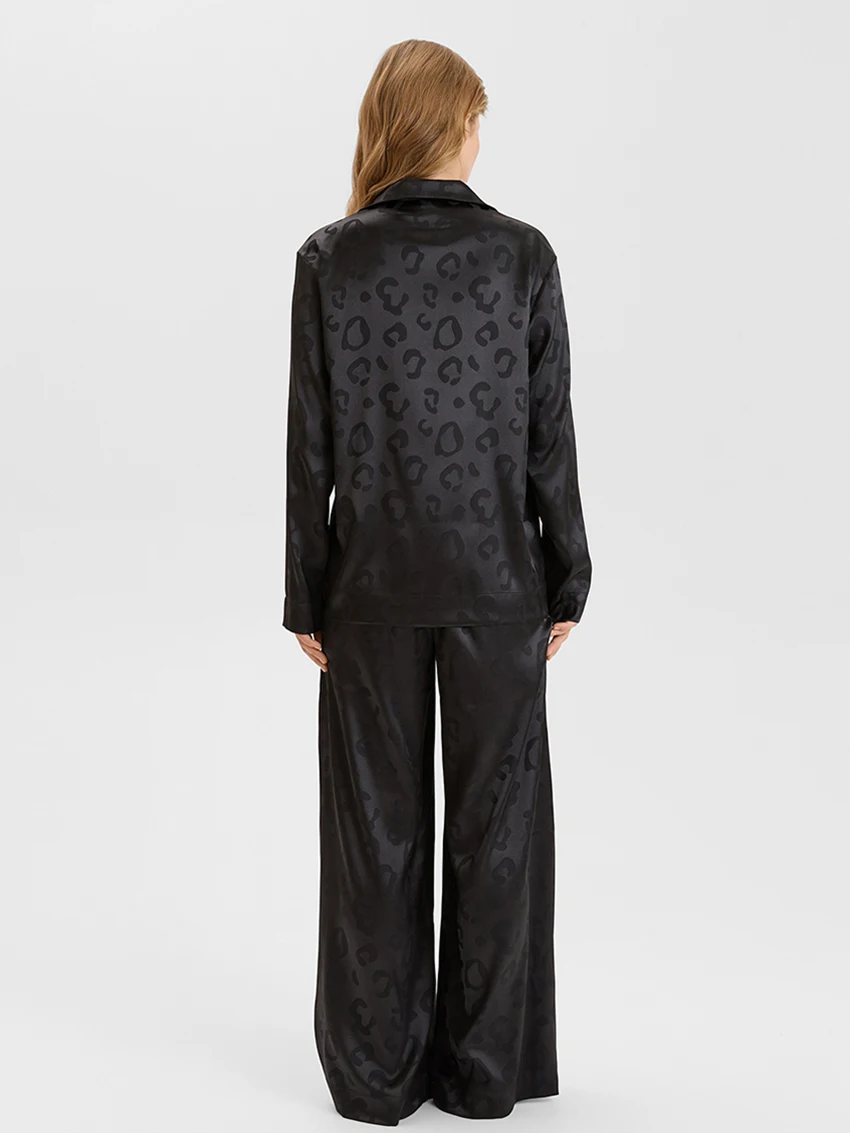 Marthaqiqi Casual Printing Women'S Pajamas 2 Piece Suit Long Sleeve Nightgown Sexy Turn-Down Collar Sleepwear Pants Home Clothes