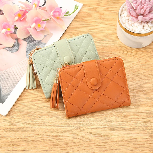 Multi-purpose Zipper Wrist Wallet Keychain PU Leather Coin Purse Fashion  Women Mini Wallet Tassels Card Pouch Car Keys Pendant