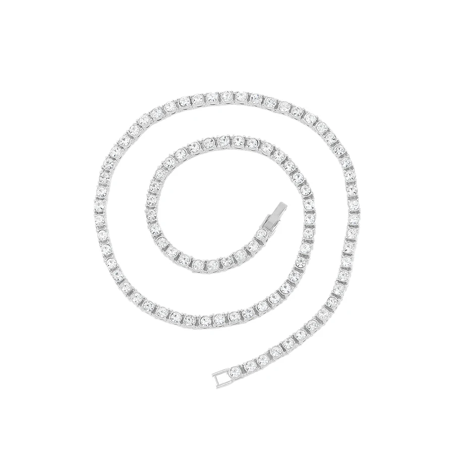 Full Rhinestone 4mm Wide Tennis Link Chain 8/18/20/24 Length